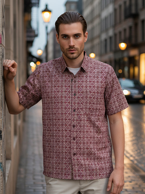 HADID SHIRT SHORT SLEEVE (MAROON)